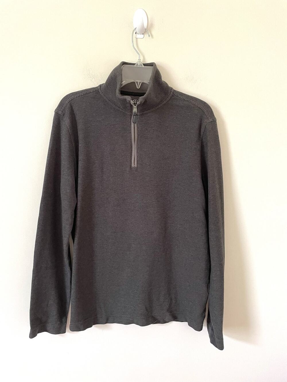 Banana Republic Cotton Quarter Zip Sweater Gray Size Large